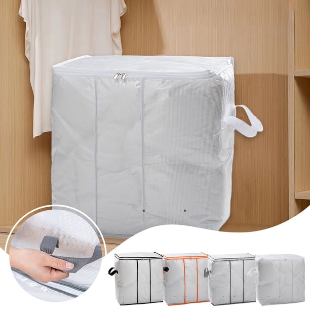 Bolsas de Almacenamiento de Ropa de Gran Capacidad con Asa y Cremallera | Bolsas de Viaje para Ropa, Almohadas y Edredones | Plegables y Lavables, de Tela No Tejida | 48 X 46 X 26 Cm