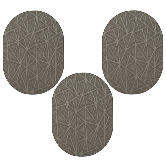 Furnish My Place Geometrical Pattern Indoor/Outdoor Refine Neutral Rug, Abstract Area Rug, Doorway Mat, Contemporary Rug for Living Room, Entryway, Made in USA, 2' x 4' Oval - Set of 3