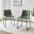 thumbnail image 2 of Pemberly Row 18" Modern Metal Faux Leather Dining Chair in Green (Set of 2), 2 of 4