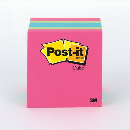 Post-it&reg; Notes Cube, 1 7/8 in x 1 7/8 in, Assorted Bright Colors, 400 Sheets/Cube, 1 Cube/Pack