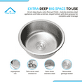thumbnail image 5 of KBFmore Classic 18 inch 18 Gauge Classic Round Undermount Single Bowl Stainless Steel Kitchen Sink with Sink Strainer, 5 of 11
