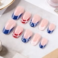 thumbnail image 3 of Independence Day Red White & Blue French Sheer Pink Almond Press-On Nails, Minimalist Nail Art, 24-Piece Detachable False Nails, 3 of 9