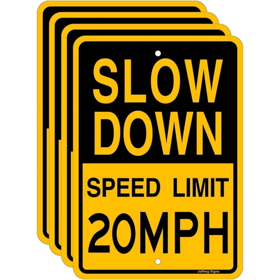 Slow Down Speed Limit 20 MPH Sign,16 x12 Inches,Reflective Aluminum (2 Pack)