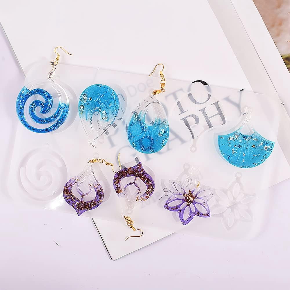 1PC earring silicone mold, various shapes of handmade pendant molds, jewelry necklace earring resin molds, DIY crafts crystal molds, suitable for necklace pendant jewelry making supplies