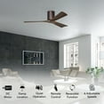 thumbnail image 2 of Matthews Fan Company IR3H-BB-WA-52 Irene 52" Brushed Bronze Hugger Ceiling Fan with 3 Walnut Blades, Remote and Wall Control, Indoor/Outdoor Damp Rated, 2 of 6