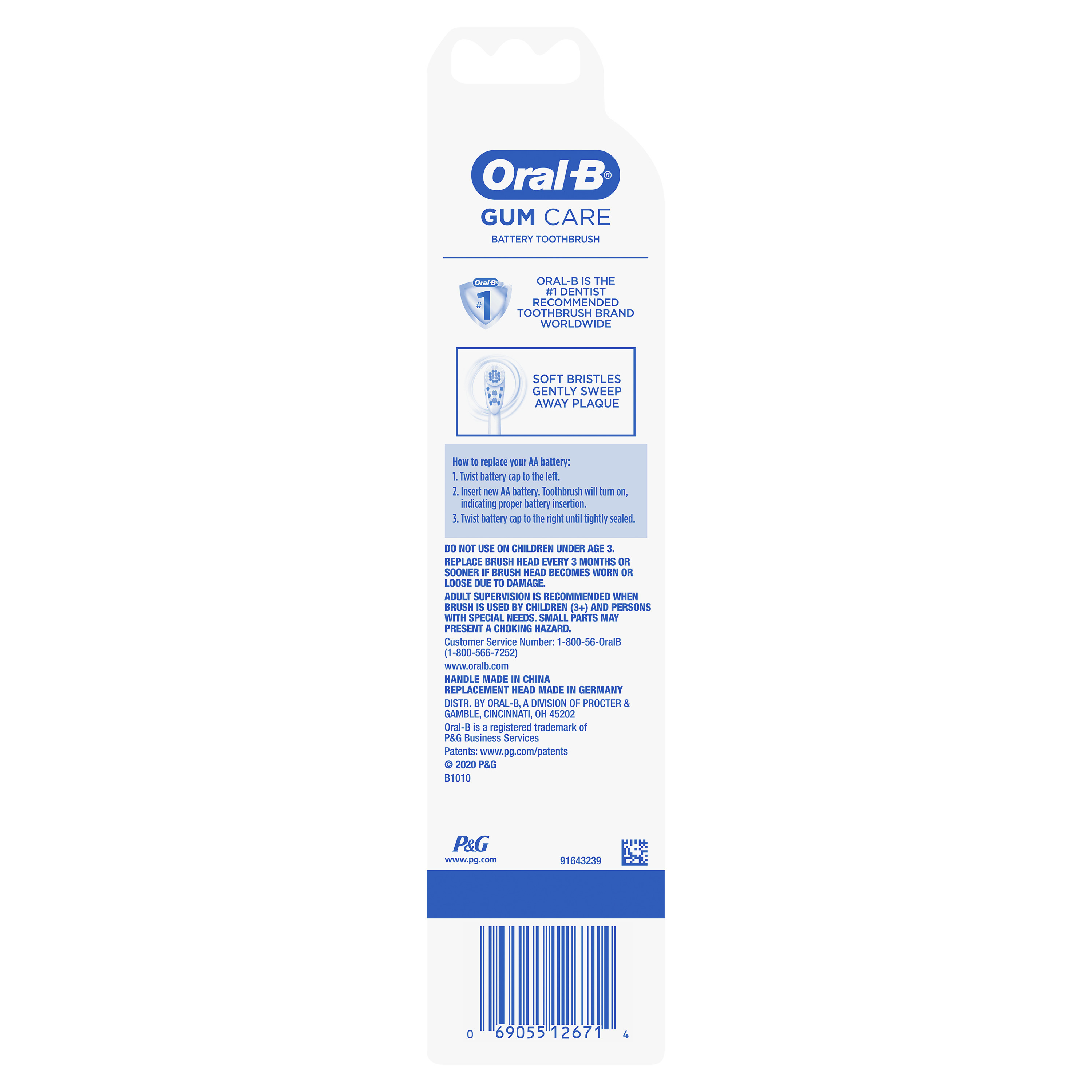Oral-B Battery Powered Toothbrush Gum Care, 1 Count, Full Head, for Adults and Children 3+ - image 3 of 8