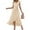 Beige, variant on Sakmal Maxi Casual Summer Dresses for Women Brown V-Neck Solid Asymmetrical Short Sleeve Opening Ruffle A-Line Dress