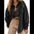 thumbnail image 2 of Chaqueta de Larga con Solapa Suelta para Mujer, Cárdigan Irregular con Bolsillo de Negro M, 2 of 6