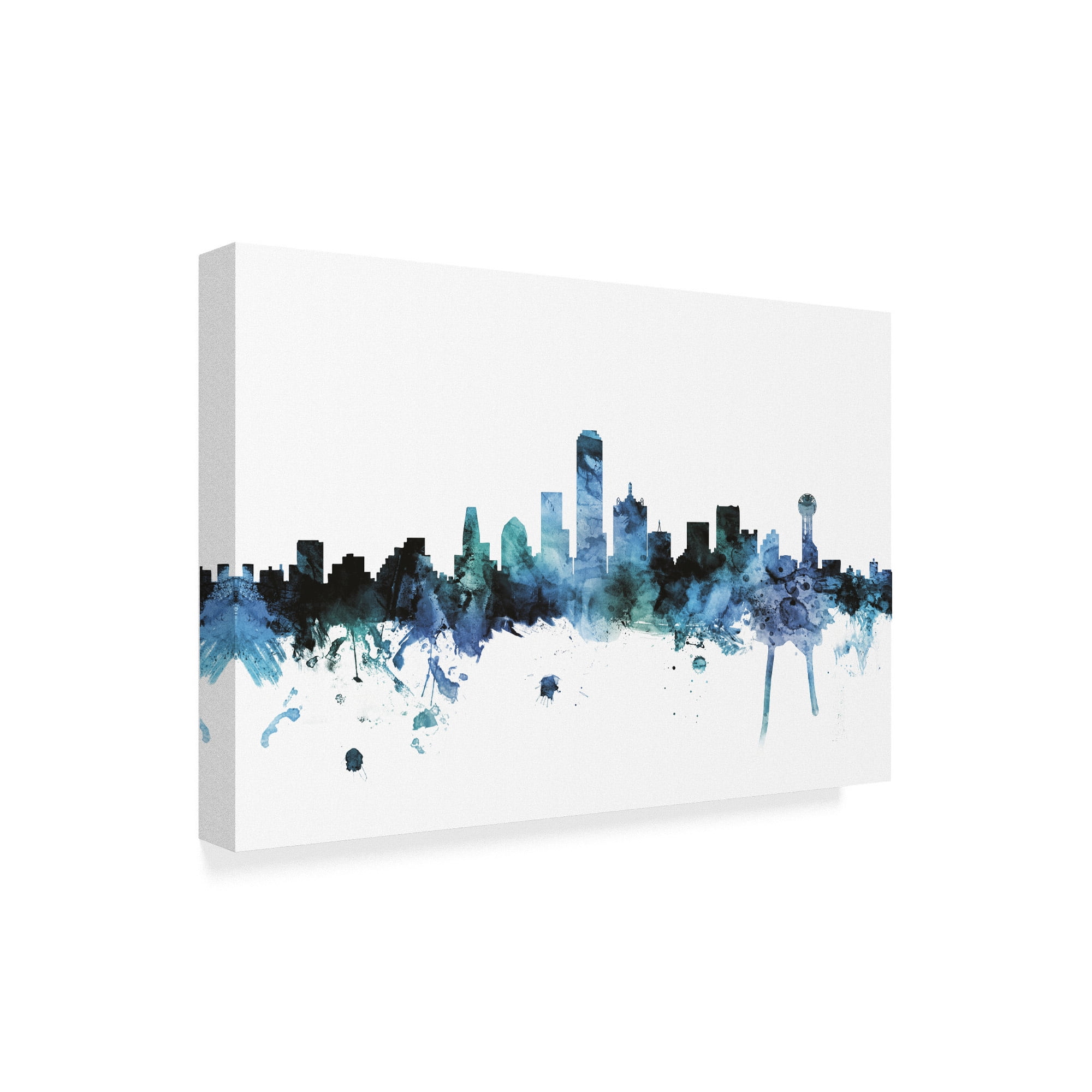 Trademark Fine Art 'Dallas Texas Blue Teal Skyline' Canvas Art by Michael Tompsett