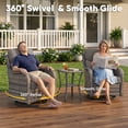 thumbnail image 3 of POCASSY 3PCS Outdoor Swivel Chair Set with Side Table, All Weather Wicker Patio Swivel Chairs with 2-tier Side Table for Porch Garden Balcony - Gray, 3 of 18