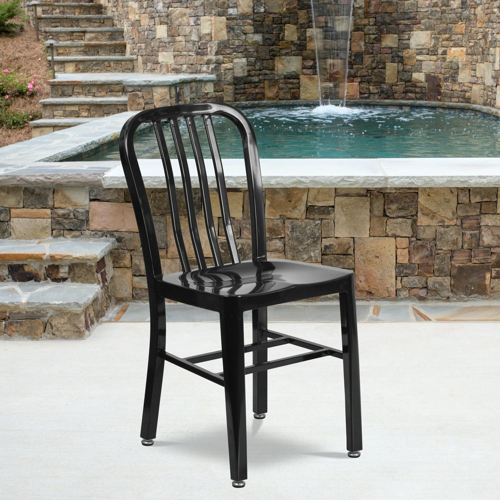 Commercial Grade Black Metal IndoorOutdoor Chair