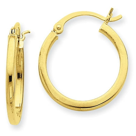 hoop earrings yellow square gold 2mm 14kt tube
