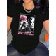 thumbnail image 2 of Edgy Essential, Women's Fashionable Casual T-Shirt with Horror Portrait Print, Round Neck, Short Sleeve, Comfortable Summer Top, Polyester and Spandex Blend, Machine Washable, 2 of 8