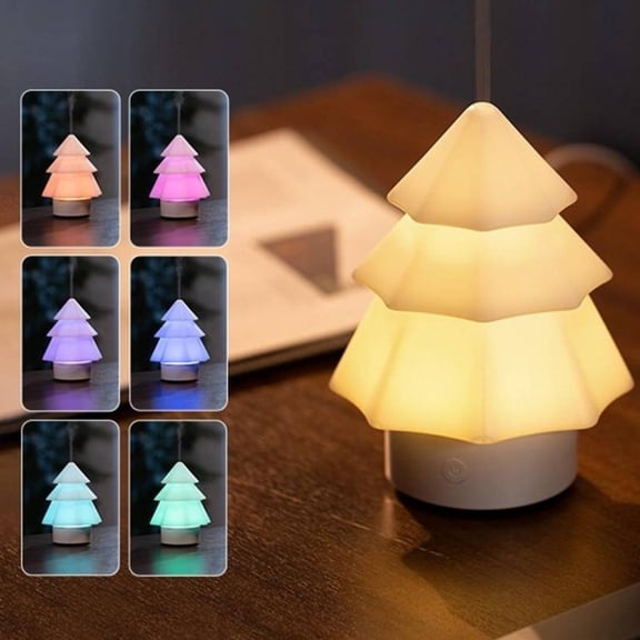 Colorful LED Humidifier for Bedroom, Christmas Tree Shaped Cool Mist Humidifier with Color Changing Lights, Night Light for Kids Room