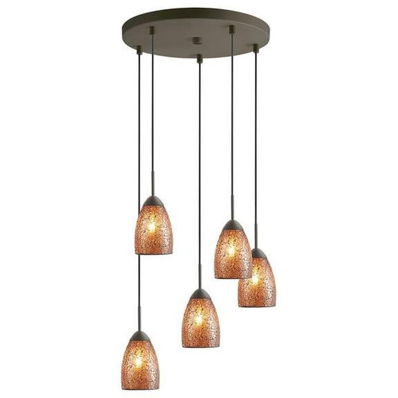 Woodbridge Lighting Venezia 5-Light Glass Cluster Pendant in Bronze/Mosaic Amber