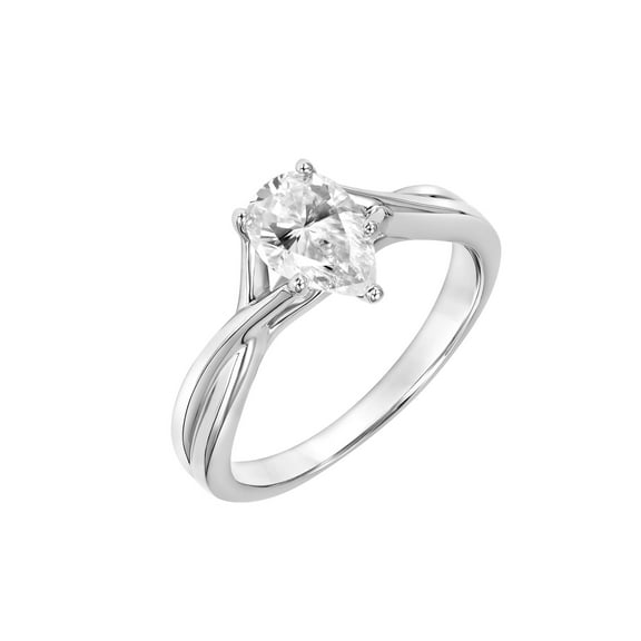1 Carat DEW Oval Moissanite Sterling Silver Solitaire Engagement Ring