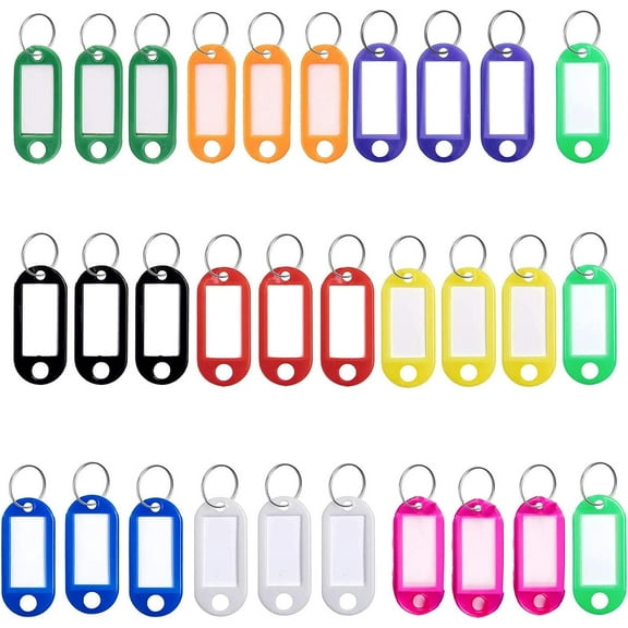 30 PCS Key Tags,Key Fobs Labels Key Rings Name Tags Key Label Tags with Split Ring Key Tags Paper Plastic Key Tags with Labels Heavy Duty for Luggage Pet Id Name Office Key Labels 10 Colors