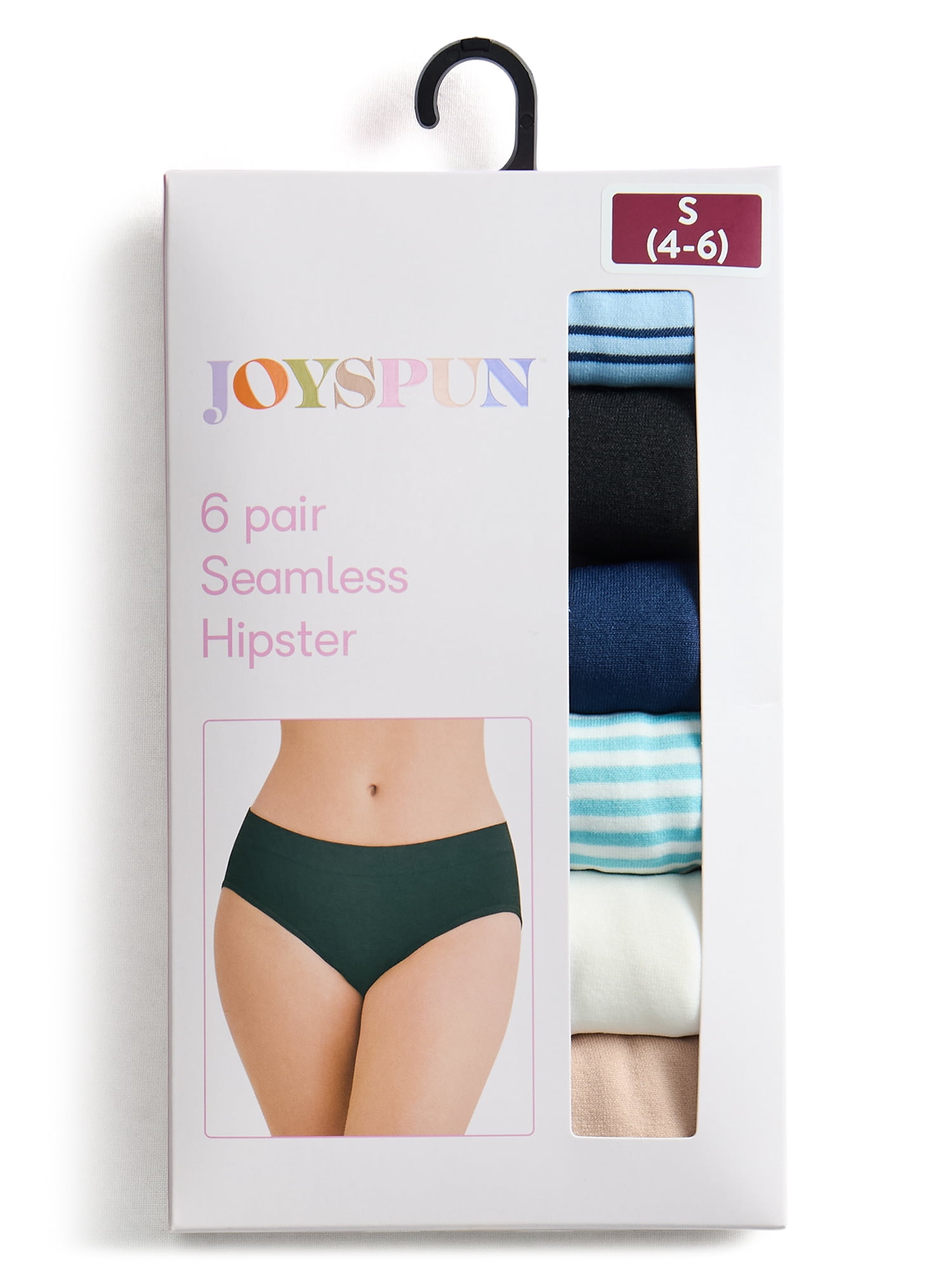 Joyspun Women's Seamless Hipster Panties, 6-Pack, Sizes XS-XXXL