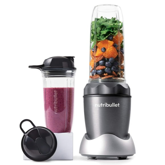 Nutri Bullet NB50100C Pro 1000 Licuadora de una sola porción (1000W) Juego de 7 piezas, gris oscuro/gris claro