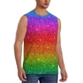 thumbnail image 2 of Gaeub Rainbow Glitter Men's Sleeveless Muscle Shirts Workout Tank Tops, Odor Protection and Comfortable - XX-Large, 2 of 8