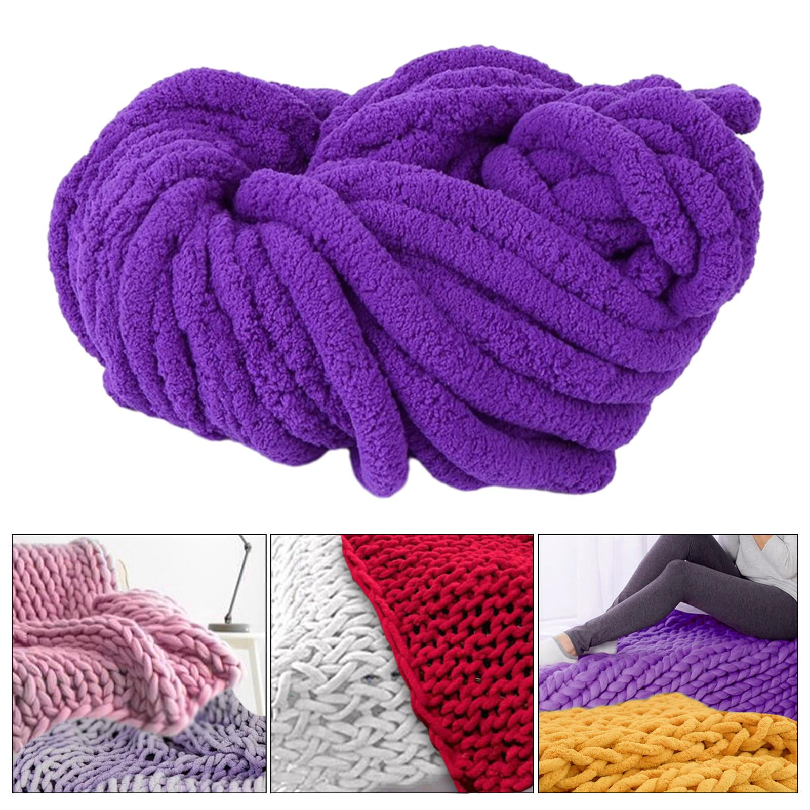 Yunhgft Chunky Chenille Yarn Acrylic Fibers Giant Soft Yarn Jumbo Bulky Yarn for Cushion Violet