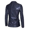 thumbnail image 3 of Yaoyar Men Shiny Sequin Blazer Jacket Stylish One Button Tuxedo Suit Jackets for Dance Party Dinner Prom Navy 2XL, 3 of 8