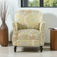 thumbnail image 2 of Hassch Upholstered Accent Chair in Floral Pattern, Stylish Armchair with Solid Wood Legs and Padded Seating, Comfy Chair for Bedroom & Living Room (Beige+Yellow), 2 of 8