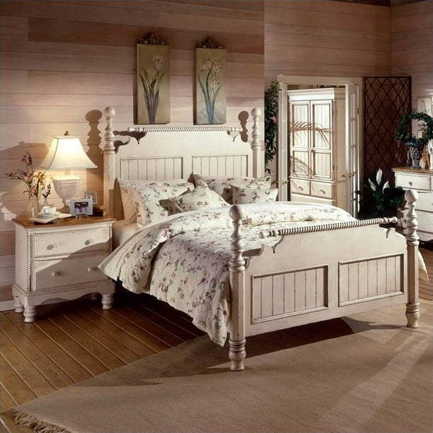 Hillsdale Wilshire Antique White Post Bed 2 Piece Bedroom ...