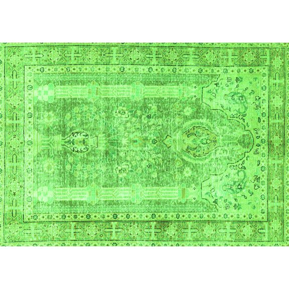 Ahgly Company Indoor Rectangle Persian Green Traditional Area Rugs, 5' x 7'