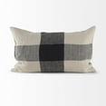 thumbnail image 2 of Mercana Raquel 13L X 21W Beige And Black Fabric Plaid Decorative Pillow Cover, 2 of 7