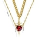 thumbnail image 2 of Red Crystal Heart-shaped Dagger Pendant Layered Necklace With French Women's Collarbone Chain, 2 of 5