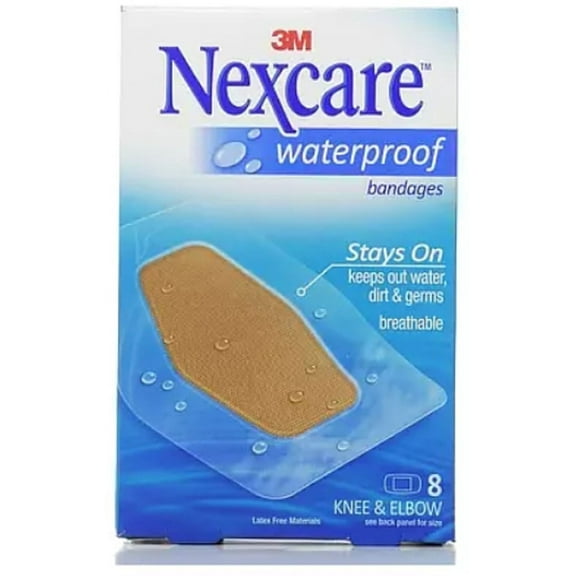 3M Nexcare Waterproof Knee & Elbow Bandages, 8 ea (Pack of 3)