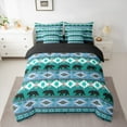 thumbnail image 2 of Feelyou Adult Triangle Aztec Bedding Comforter Set 7pcs, Rustic Farmhouse Bear Queen Bedding Sets, Vintage Turquoise Bohemian Reversible Queen Sheet Sets, Microfiber Bedroom Decor, 2 of 7
