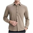 thumbnail image 1 of Long Sleeve Shirts for Men, Solid Color Lapel Button Cardigan with Fleece Lining, 1 of 9