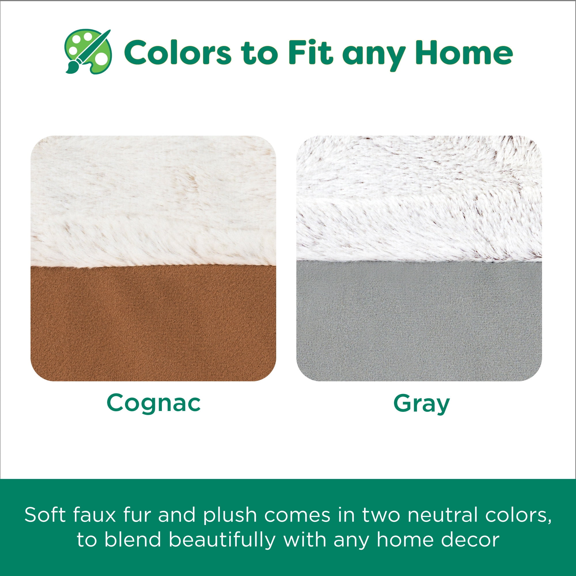 FurHaven Stone-Embossed Faux Fur Pouf Pet Bed for Dogs and Cats - Gray, Medium