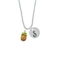 thumbnail image 2 of Delight Jewelry Enamel Pineapple Silvertone Script Initial Disc - S - Charm Necklace, 20"+3", 2 of 4