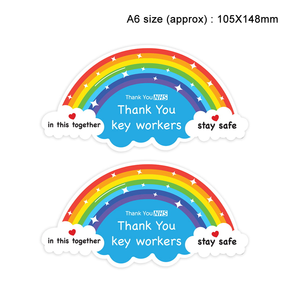 Thank you Rainbow NHS& Others Vinyl Window Car Bin Stickers 75x30cm large sizes❤ 
