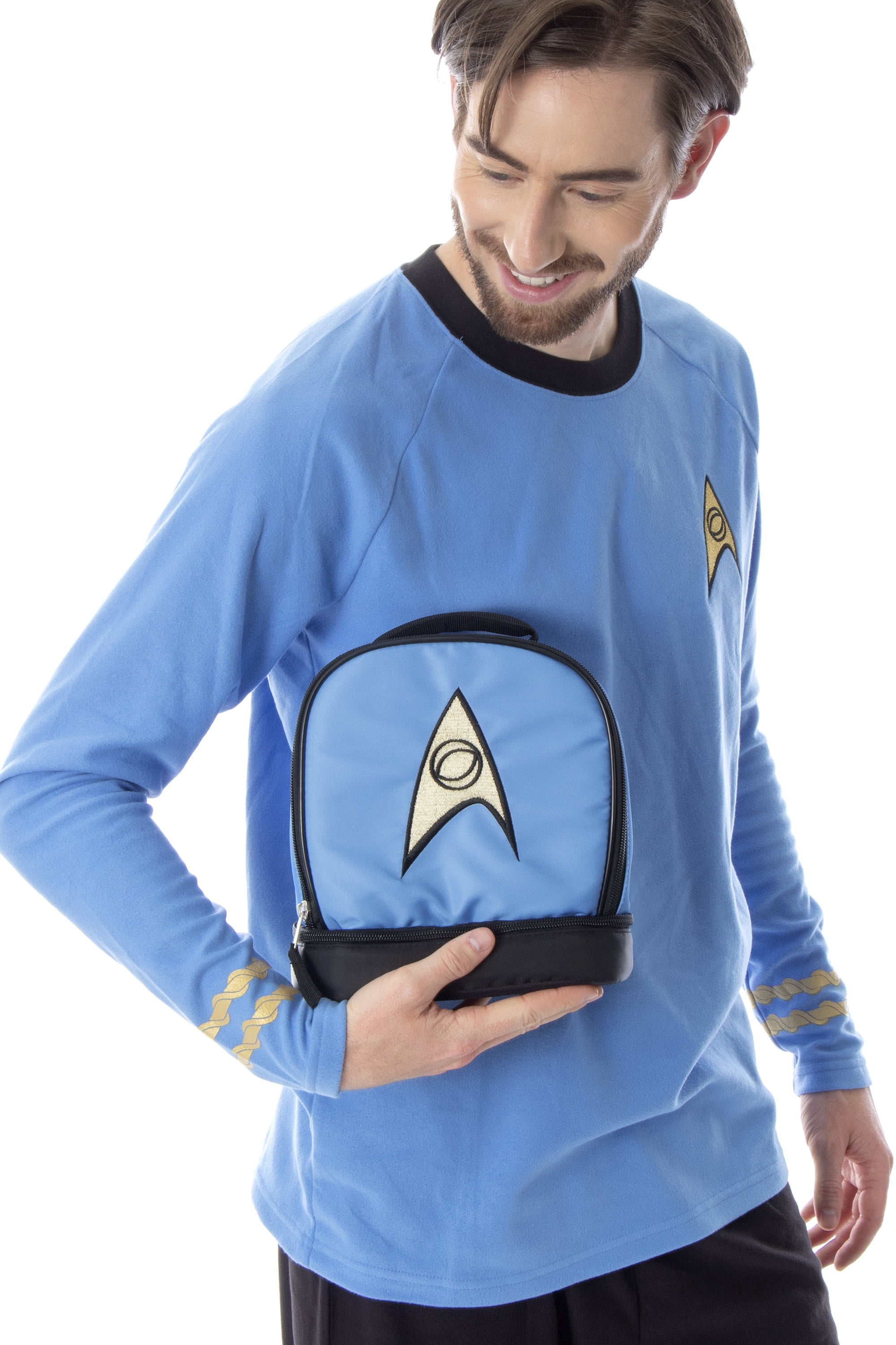Star Trek The Original Series Spock Embroidered Science Officer Logo Dual Compartment Insulated Lunch Box Bag Tote 10"