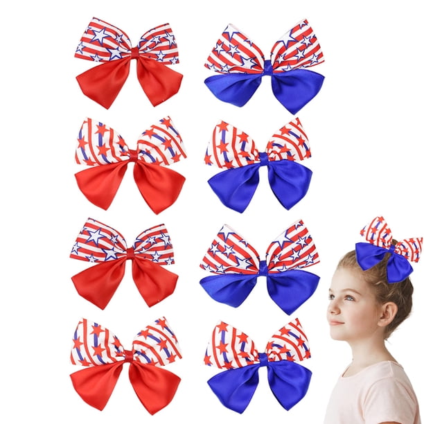 8 Piezas Horquilla con Lazo Lazos para el Cabello del 4 de Julio Pinzas para el Cabello para niños para el día de la Independencia Pajaritas para el Cabello Lazo patriótico Pinza para el Cabello