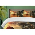 thumbnail image 4 of Ambesonne Tropic Duvet Cover Sets, Coconut Palm Tree Beach, 2-Queen, Orange and Olive Green, 4 of 7