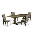 thumbnail image 2 of East West Furniture Lassale 5-piece Wood Table and Dining Chair Set in Brown, 2 of 6