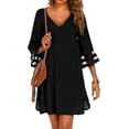 thumbnail image 2 of Ekouaer Women's Beach Coverups 3/4 Mesh Sleeve Bathing Suit Cover Ups Beachwear Loose Fit Swimwear Beach Dress S-3XL, 2 of 5