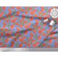 thumbnail image 3 of Soimoi Blue Cotton Poplin Fabric Leaves & Floral Decor Fabric Printed Yard 42 Inch Wide, 3 of 3