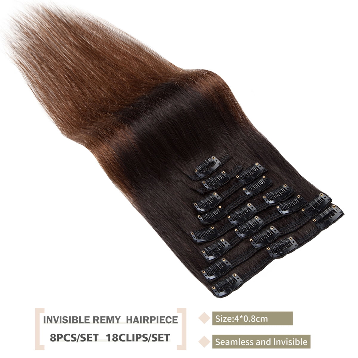 SEGO Clip in Hair Extensions 100% Real Remy Human Hair Full Head Straight Balayage Hair 8-24 inch