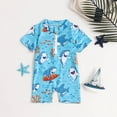 thumbnail image 2 of Boys Swim Trunks Toddler Baby Boys Summer Short Sleeve Jumpsuit Swimsuit, Kids Cartoon Print Swimwear Kids Swimsuits Blue 3 Months-6 Months, 2 of 6