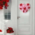 thumbnail image 6 of 6.67 Inch Valentine's Day Heart Wreath - Artificial Red Roses Cloth Flower Wreath for Front Door, Window, Wall - Home, Wedding, Party Decor Gift (Red Pink), 6 of 7