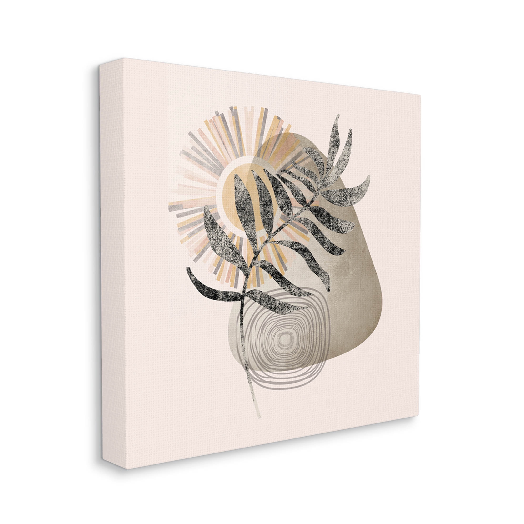 Modern Boho Plant Leaf Sun Botanical & Floral Graphic Art Gallery Wrapped Canvas Print Wall Art