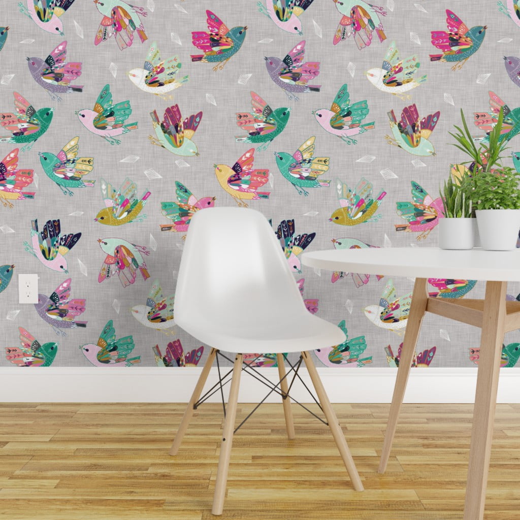 Peel-and-Stick Removable Wallpaper Eclectic Birds Colorful Animal Fly