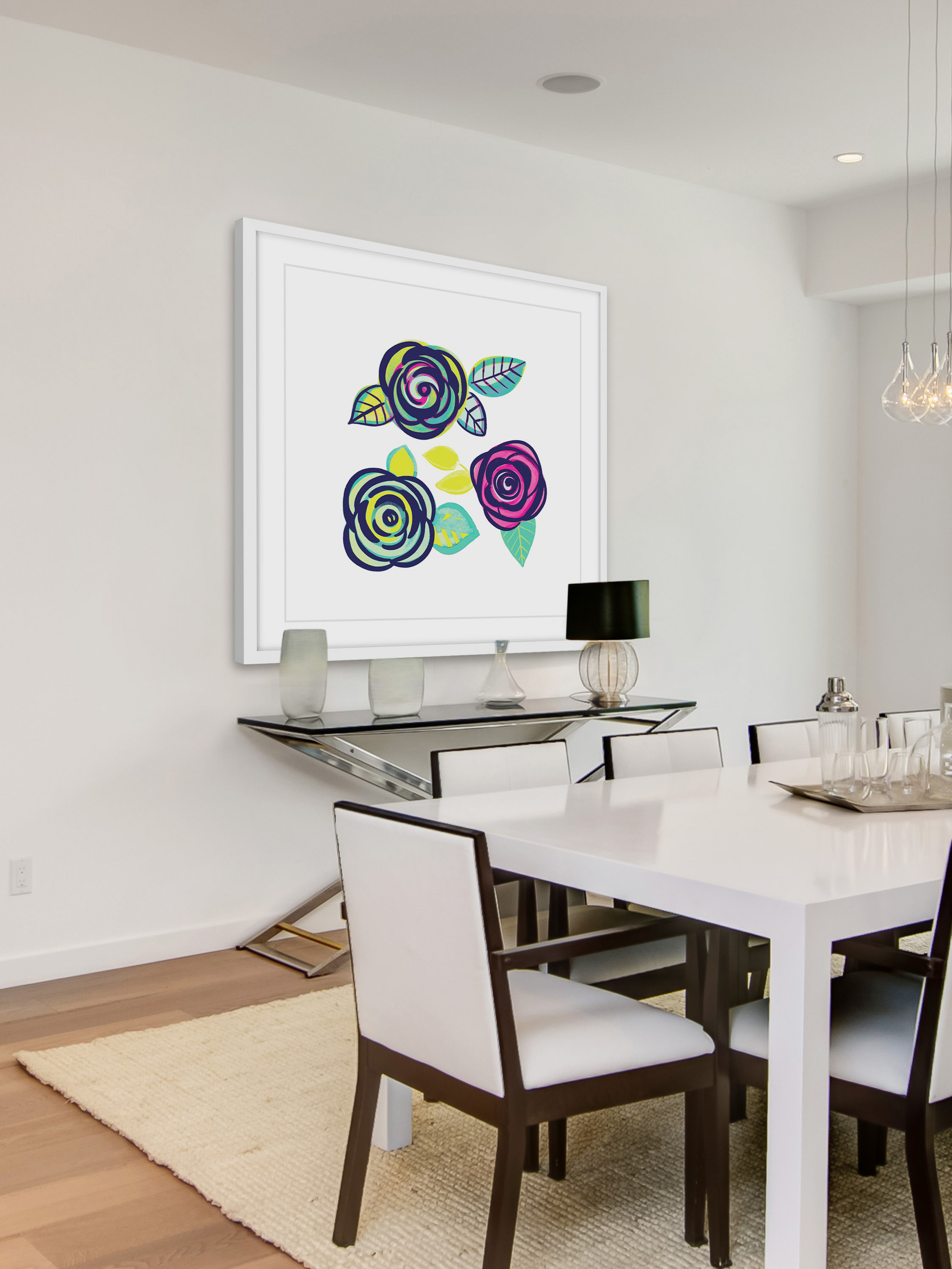 "Triple Flowers" Framed Painting Print