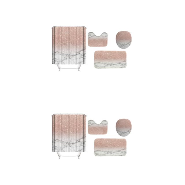 Kearding Juego de cortinas antideslizantes de poliéster para ducha, juego de cortinas de ducha de lujo duradero y fácil de instalar para baño 4 juegos 180*180+45*75 2Conjunto